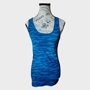 Under Armour HeatGear Fitted Blue Camo Tank Top Size Medium